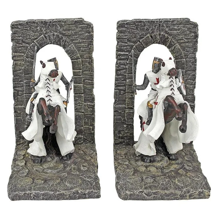 Resin Craft Personalized Knights Sculptural Bookends Home Office Decor