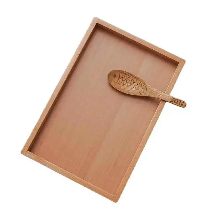 New Beech Wood Flat Plate Japanese-Style Log Tray