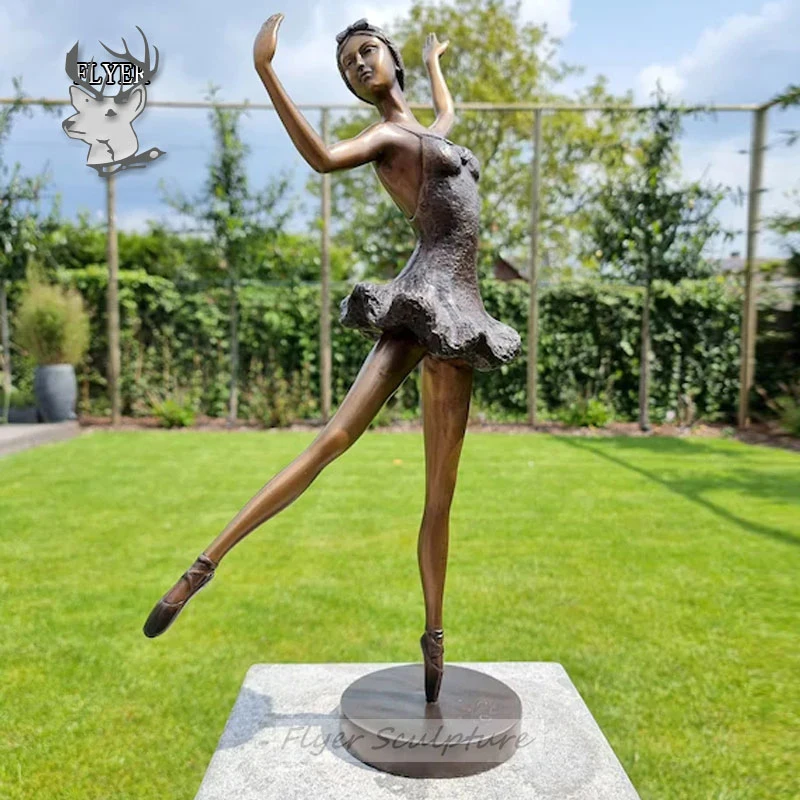 Modern Metal Carving Fine Cast Solid Bronze Ballerina Sculpture for Landscape Decoration