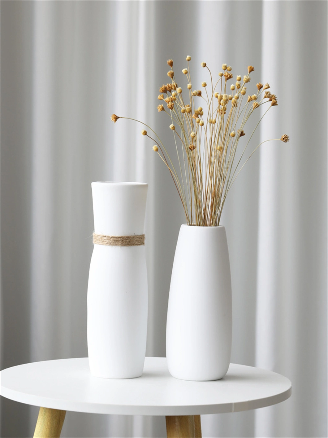 Modern Simple White Glazed Dry Flower Pot Ceramic Vase