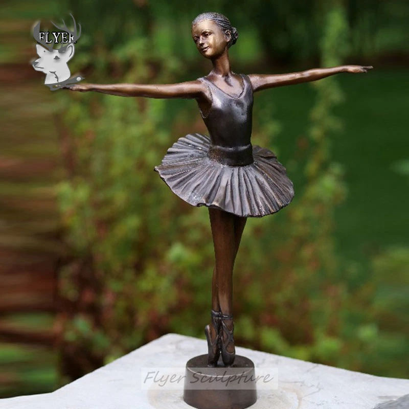 Modern Metal Carving Fine Cast Solid Bronze Ballerina Sculpture for Landscape Decoration